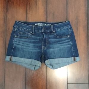 American Eagle Mid Rise Medium Blue Wash Short